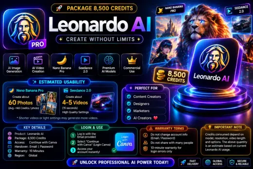 LEONARDO AI 8500 Credit 1 month - 24H warranty price in Pakistan