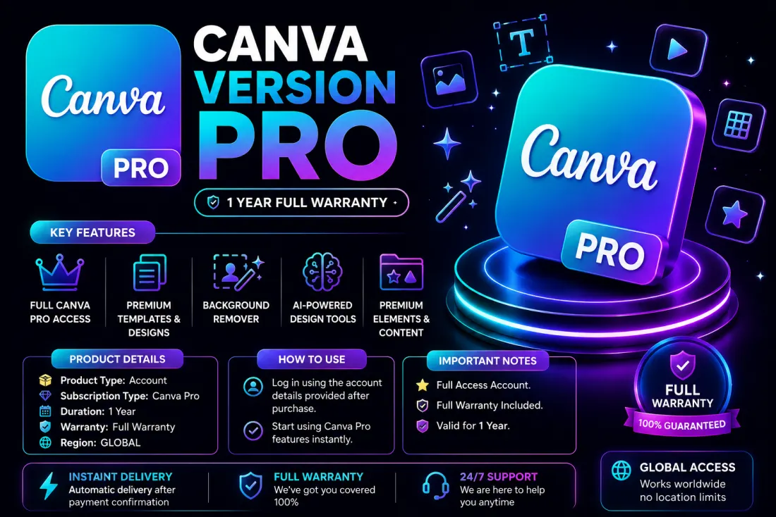 Canva Version Pro – 1 Year FULL WARRANTY price in Pakistan